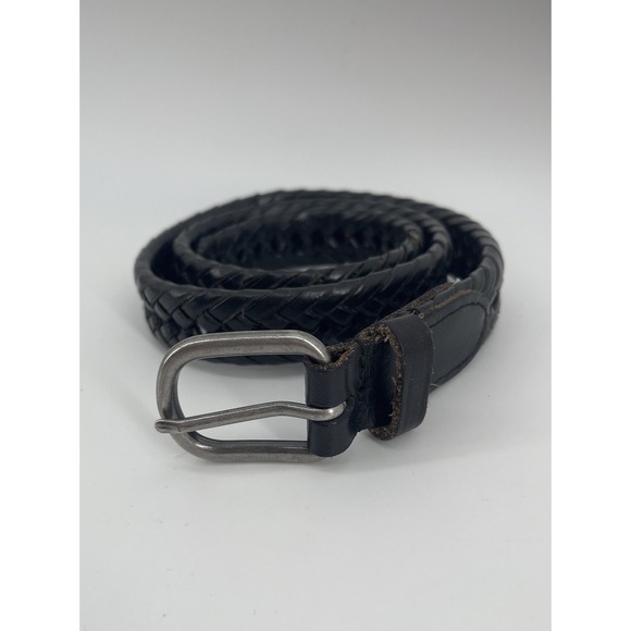 The Unbranded Brand Other - Girls Black Braided Leather Belt Size M Youth Woven Casual Silver Buckle